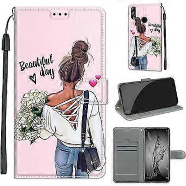 (Stil 12) ChoosEU Fodral för Huawei P Smart 2019 Läderfodral med Silikon Stötsäkert Plånboksfodral och Folio Ställfunktion Stilfullt Mönster för Tjej