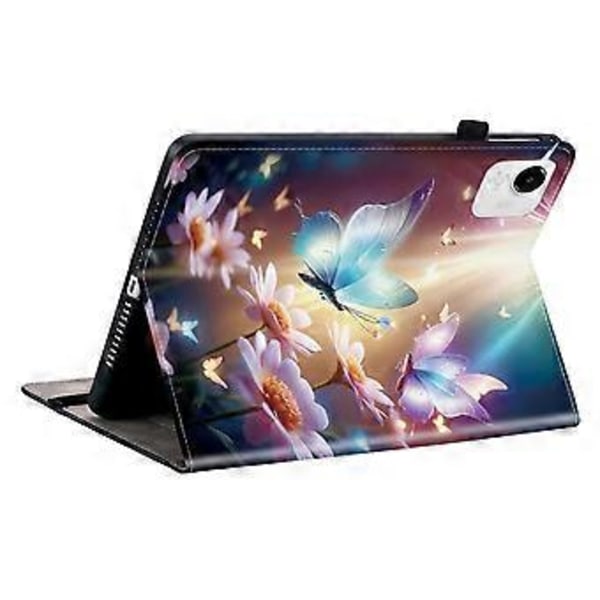 För Honor Pad X9a Läderfodral Mönstertryckt Ställ Tablet Skydd med Kortfack (Butterfly Floral)