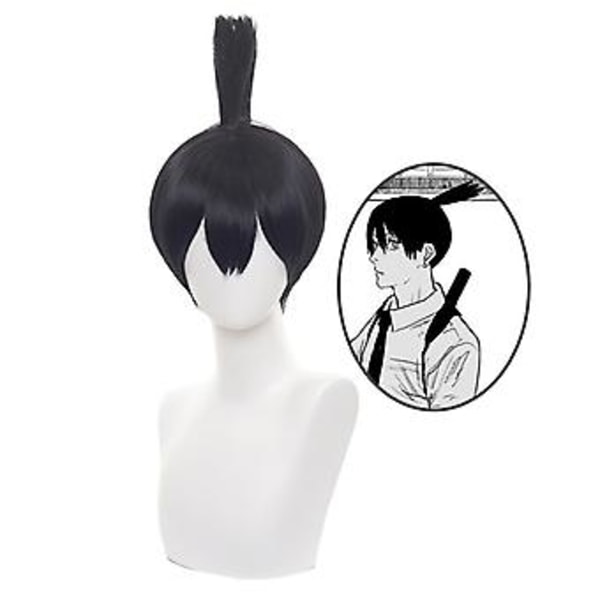 Anime Chainsaw Man Aki Hayakawa Cosplay Paryk Sort Topknot Stil Fiber Hår Paryk