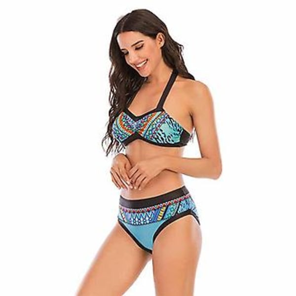 Flickors badkläder bikini plus size damer geometriska mönster tryckt sexig aliexpress badkläder L