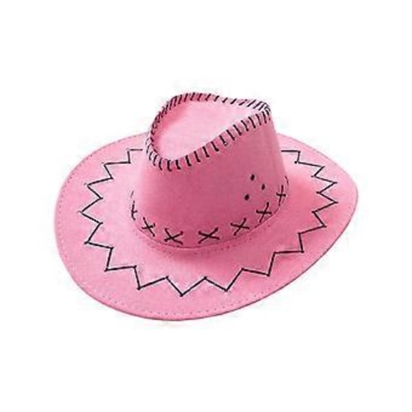 Läntinen Cowboy-juhlahattu asustetarvikkeet monikäyttöinen sisäympäryksellä 58cm leveä lieri tyylikäs cowboy-naamiaisasuun (Pinkki)