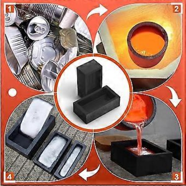 Grafitgötform Gjutverktyg, Form För Smältning Gjutning Raffinering Återvinning Aluminium Koppar Silver Guld 12,7x8,1x4,1cm