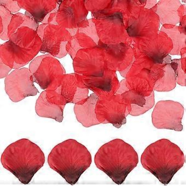 20 Förpackningar Bröllops Silkesrosenblad Falska Rosenblad Konstgjorda Blomblad (Röd)