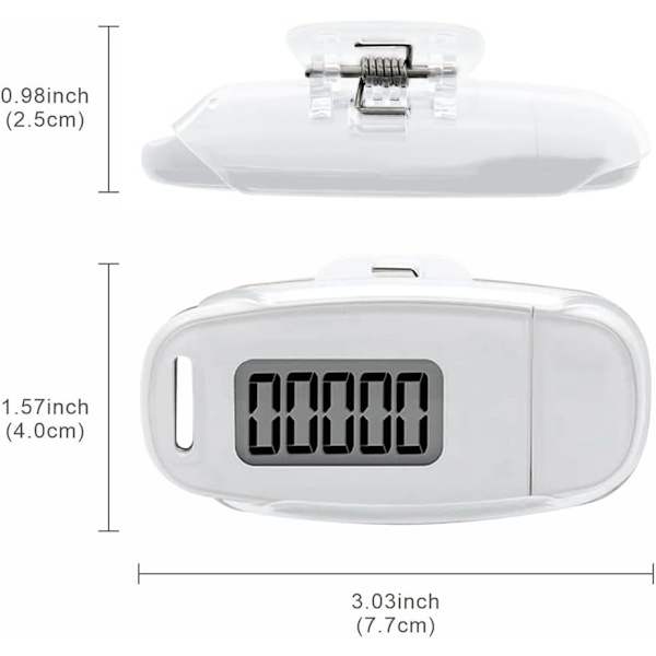 3D-stegräknare för promenader, stegräknare bärbar sportpedometer med snöre, USB-laddningsbar stegräknare med bakgrundsbelysning