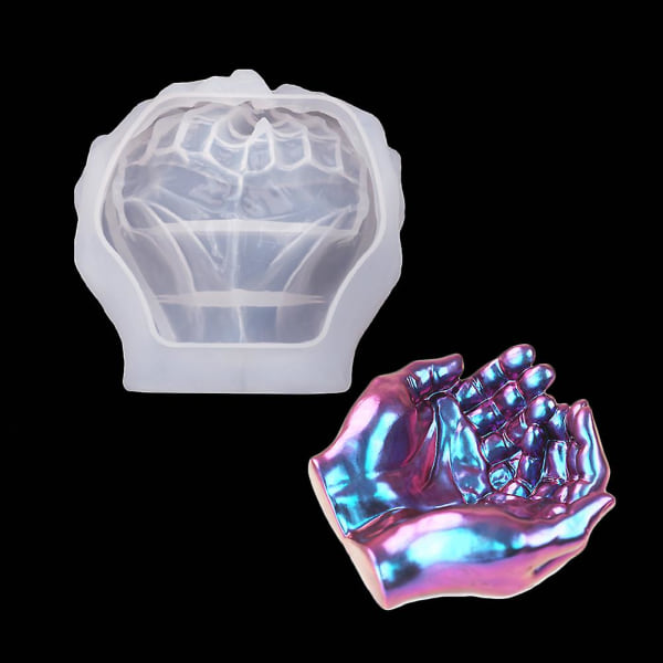 3d hand askkopp form, dubbel hand askfat, Crystal epoxi form, förvaringsbricka, molds, smycken tvålkopp, form för