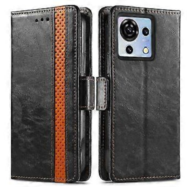 För ZTE Blade V50 Vita Mobilskal CASENEO PU Läderfodral Ställ med RFID-blockerande Plånbok()