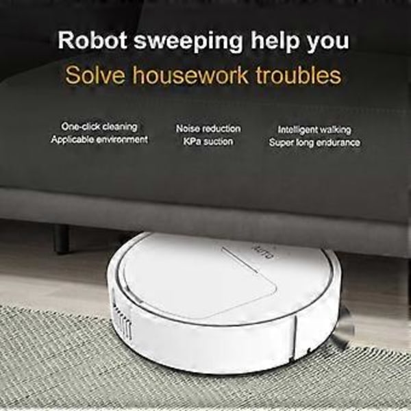 6000PA Smart Robotstøvsuger USB-lading 3-i-1 Smart Feie-Robot Spray-Mopp Gulvrensing Våt Rengjøring 1200mAH (A03)