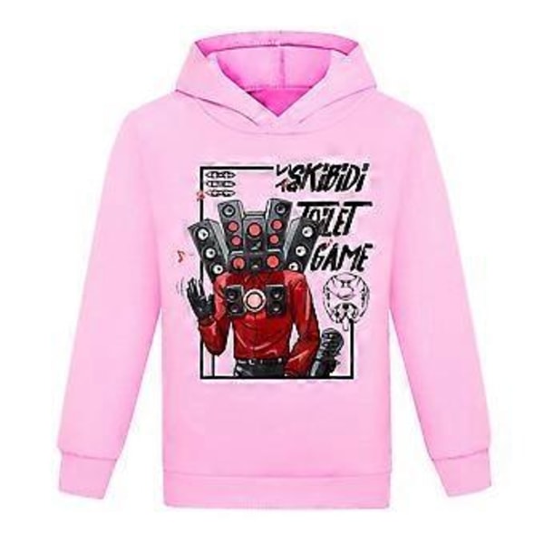 Skibidi Toalett Spel Tryckt 7-14 År Barn Pojkar Flickor Hoodies Jumper Långärmad Huvad Tröja Toppar Höst Vinter (7-8 År Rosa)
