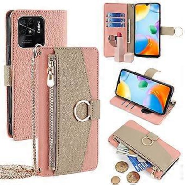 Til Xiaomi Redmi 10C 4G Etui Læder Makeup Telefon Cover Wallet Stand med Lang Rem()