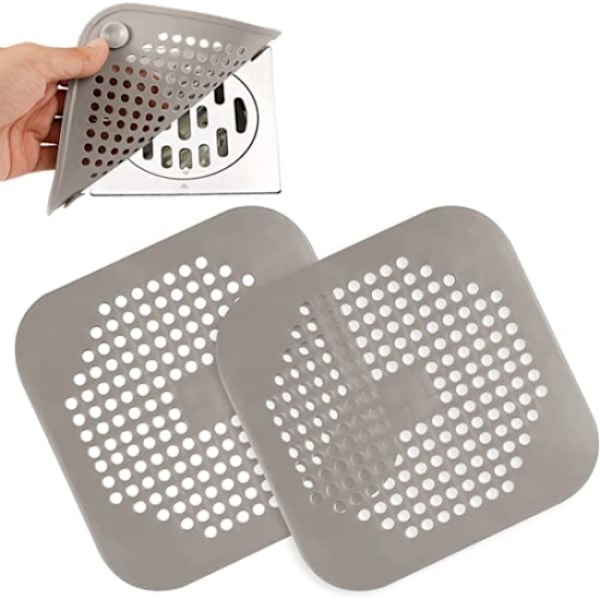 2 st grå silikonhårfilter, avloppsskyddsfilter