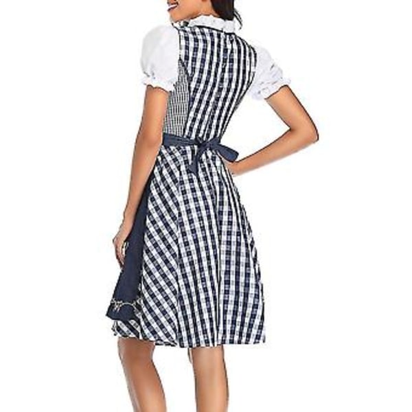 Ny Damkläder Tysk Oktoberfest Kostym Traditionell Bayerisk Öl Fraulein Karneval Piga Klänning Outfit (XL Grå Blå)