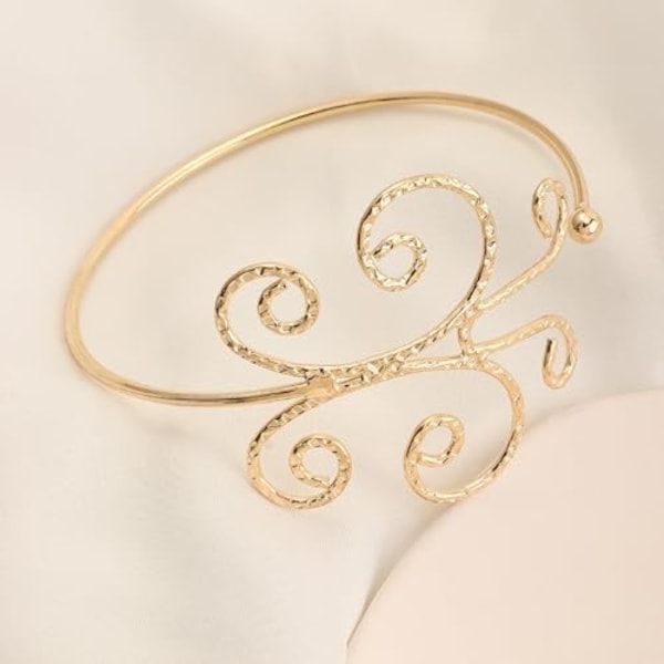 Arm Cuff Wrap Swirl Arm Tassel Leaves Armband Guld Silver Övre Armlet Armband Öppen Manschett Justerbar Skiktad Överdriv
