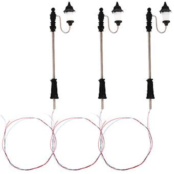3 stk. Gate-lysmodell Mini Lys Miniatyr Dukkehus Mini Hage Lampe Miniatyr Gate-lys