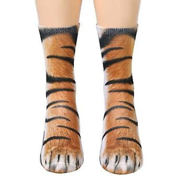 Unisex 3D-tryckta Djur Tassar Crew Socks Roliga Nyhet Elastiska Strumpor (Tiger)