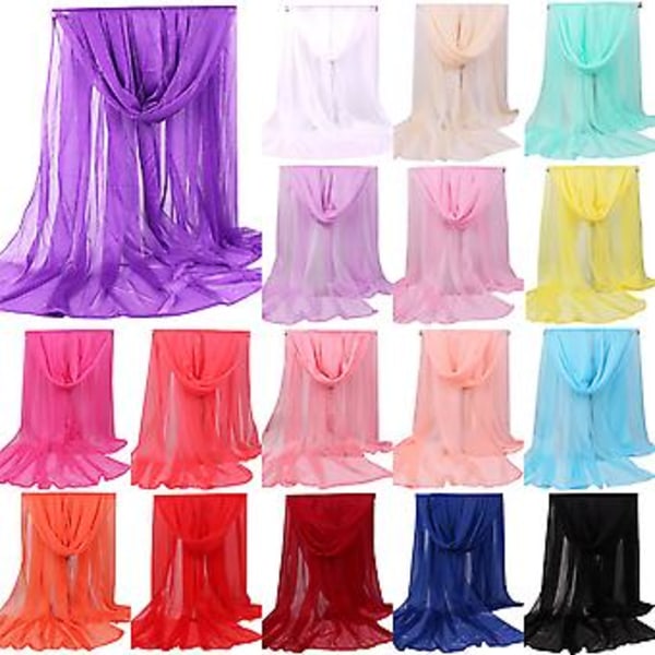 Kvinnors Enfärgad Lång Mjuk Wrap Sjal Chiffon Silke Casual Halsduk Scarves Stoles (Ljusgrön)