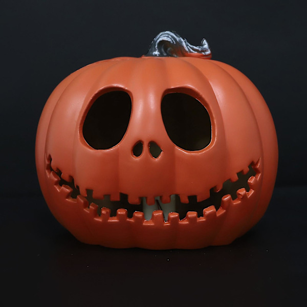 Expressiv pumpa prydnad Halloween pumpa LED-ljus dekoration (batterier ingår ej) orange