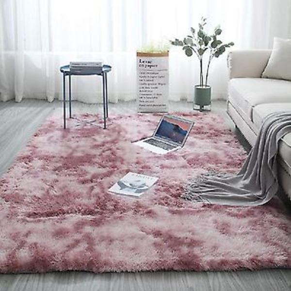 Fong Blød Moderne Indendørs Shaggy 4x6.6 Tæppe Til Soveværelse Stue Kollegieværelse Børneværelse Hjem Dekorativ, Skridsikker Plys Blød 2.6 x 5.2 Ft. Pink