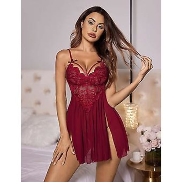 Sexy Lingeri for Kvinner Blonder Babydoll Stropp Chemise Nattkjole V-Hals Nattøy Mesh S-3xl-r (M)