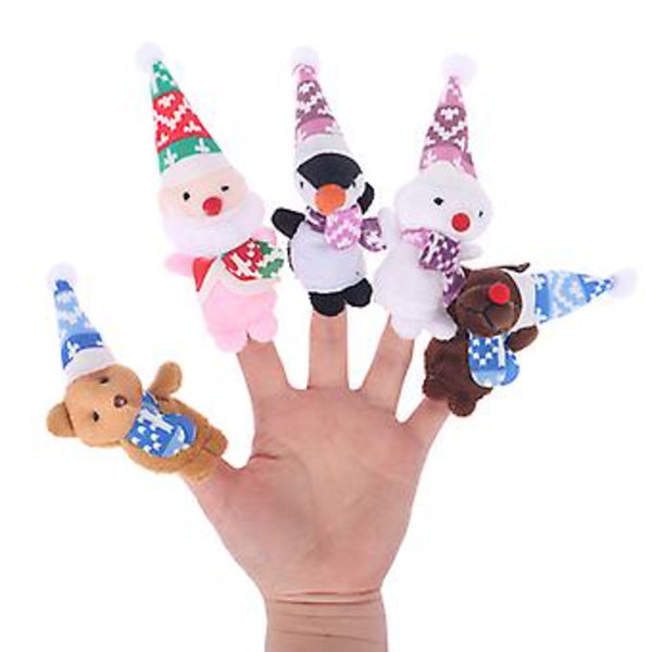 5-pack Handdocka Plyschdjur Djur Fingerdocka Rollspel Berätta Historia Dukdocka (Mönster 1)