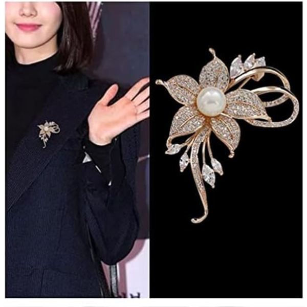 Pärlblomma Brosch Feminitet Brosch Konst Brosch Blomma Brosch Pin Tröja Tillbehör för Kvinnor, Flickor, Damer
