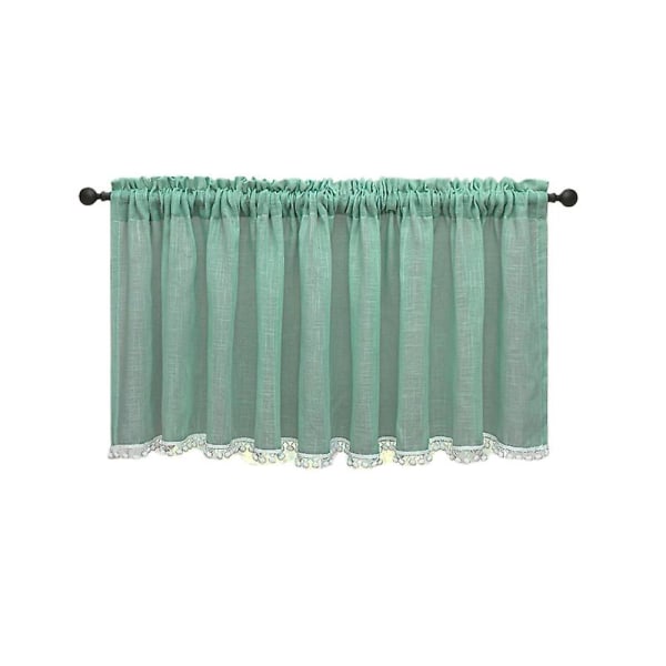 Window Treatment Fine Crafted Thermal Insulation Polyester Farmhouse Thicken Rod Pocket Short Curtain For Home Light Blue