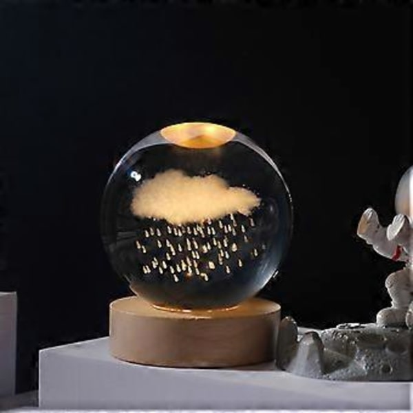 STC 3D LED Kristallkula Nattlampa - Julgåva / Strumpfyllnad - 5 mönster (molntäcke)