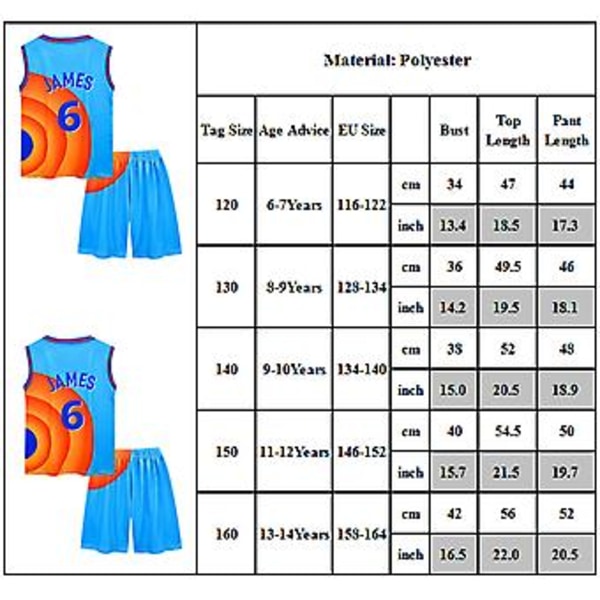 Space Jam Kids Drenge Løstsiddende Basketball Tanktop & Shorts Sæt Jersey Outfit (13-14 År)