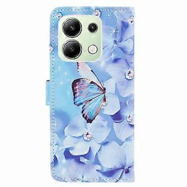 För Xiaomi Redmi Note 13 4G Mobilskal Läder 3D Mönster Magnetiskt Fodral (Blomma och Fjäril)