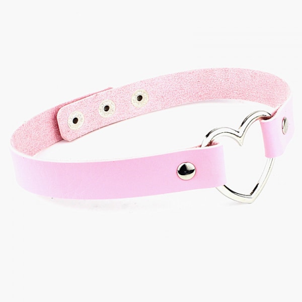 Pink choker halskæde til kvinder - Læderlegering 33-40cm