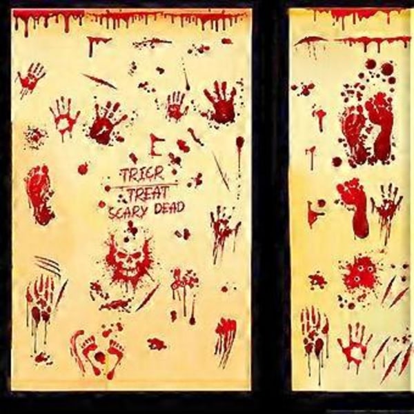 Halloween Blod Hånd Fotavtrykk Avtakbar PVC Veggklistremerke nytt rom stue dekorasjon klistremerke flekkbestandig og fuktsikker