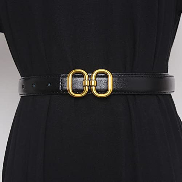 Moderne damebælter i læder med dobbelt ringspændedesign
