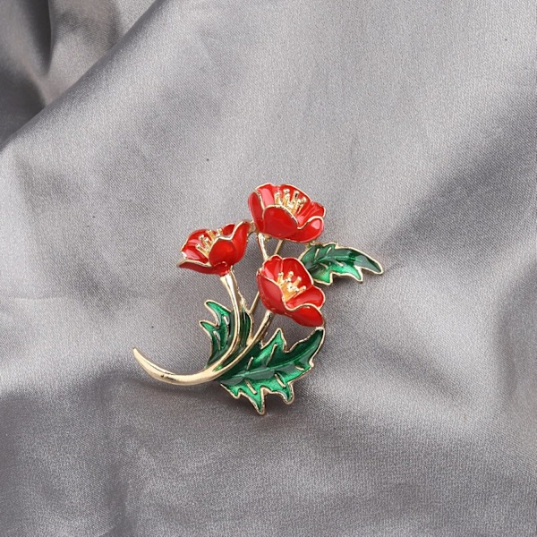 Vallmo Brosch Pin Rememorial Day Blomma Brosch Emalj Vallmo Broscher för Kvinnor Solider Kom ihåg Minnesdag Gåvor