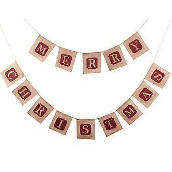 Julepynt, linbanner Merry Christmas stil 2