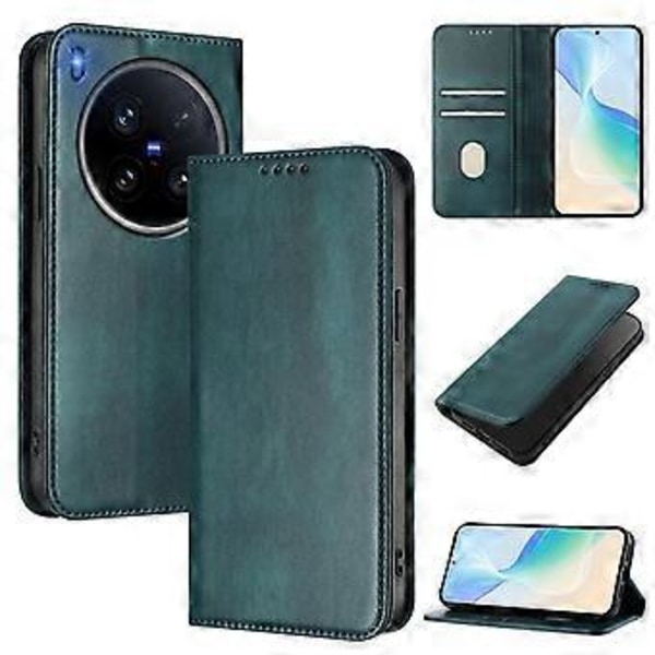 Plånboksfodral för vivo X200 Ultra 5G Retro Textur RFID-blockerande Läder Telefonskal (Mörkgrön)