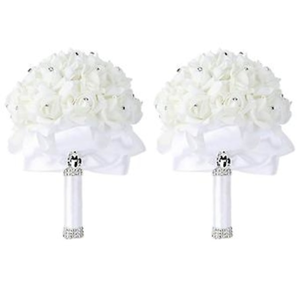 Pe Rose Brudepige Bryllup Skum Blomster Brudebuket Bånd Falsk De Noiva (Lilla)