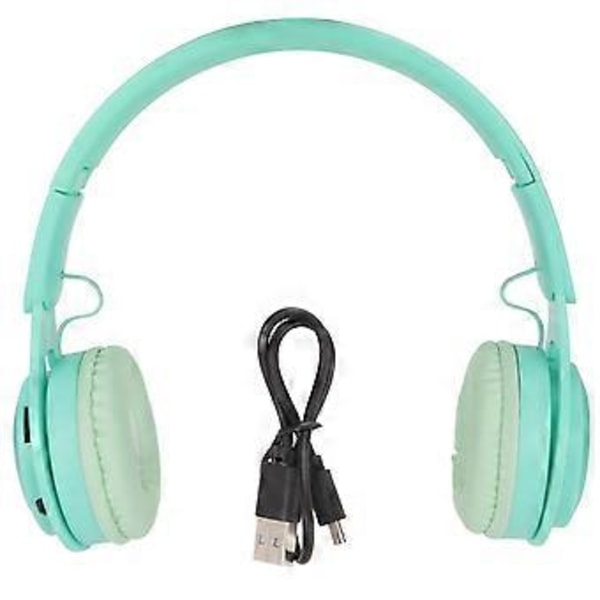 Y08 Barnhörlurar Macaron Stilren Stereo Ljud Vikbara Plug-in Kort Bluetooth Öronhörlurar (Grön)