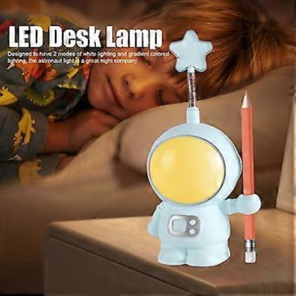 Astronaut Nattlampa 3W 5V LED-lampa USB-laddning Pennvässare Heminredning Blå
