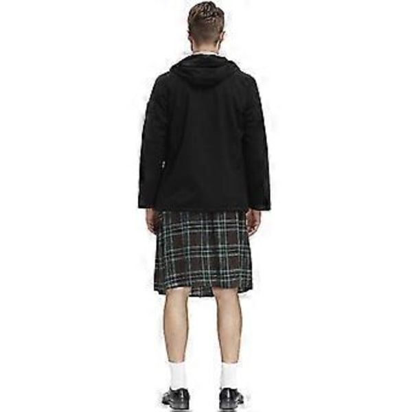 Irlantilainen ruudullinen vihreä kiltti - Skotlantilainen Pyhän Patrickin vihreä laskostettu puku Tartan-hame Kiltti vaatteet miehille ja naisille (XL ruskea)