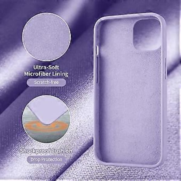 SZTXJ Skal designat för iPhone 13, Ultratunt Stötsäkert Lila Silikonskyddsfodral med [Mjukt Anti-Rep Mikrofiberfoder], 6,1 tum