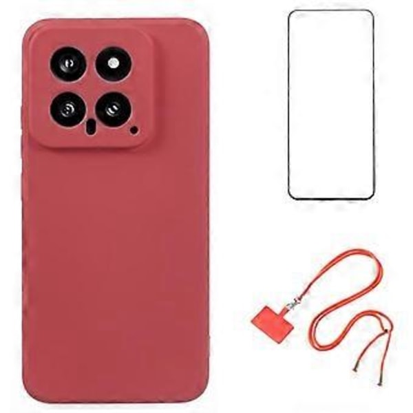 WANLONFENG RB1-serien Skal för Xiaomi 14 Mjukt TPU-fodral med skärmskydd + Snodd (Stil C)