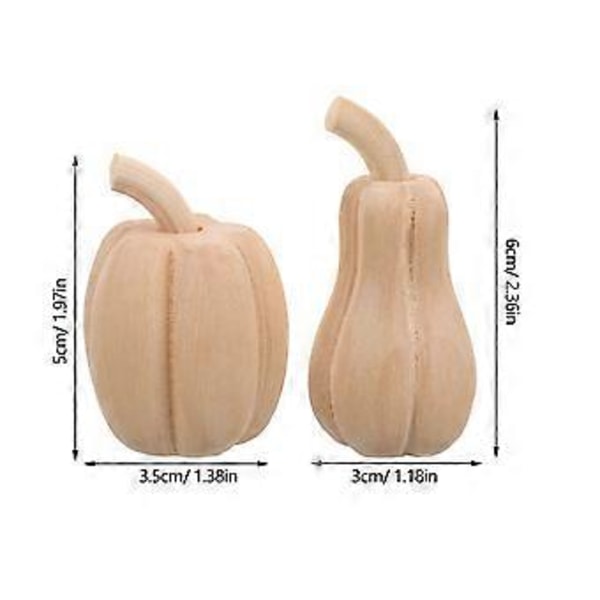 2 st Träsnidade Pumpor Skrivbordspumpor Figurer Bondgårdsdekor Pumpor för Halloween