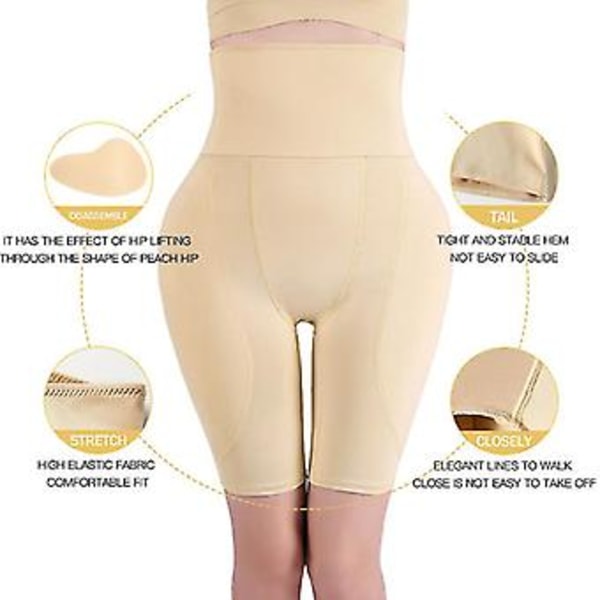 Shapewear Polstret Rumpeforsterker Truser Høy Midje Trener For Kvinner Magekontroll Kroppsformer Hofteforsterker Lårslanker (4XL BEIGE)