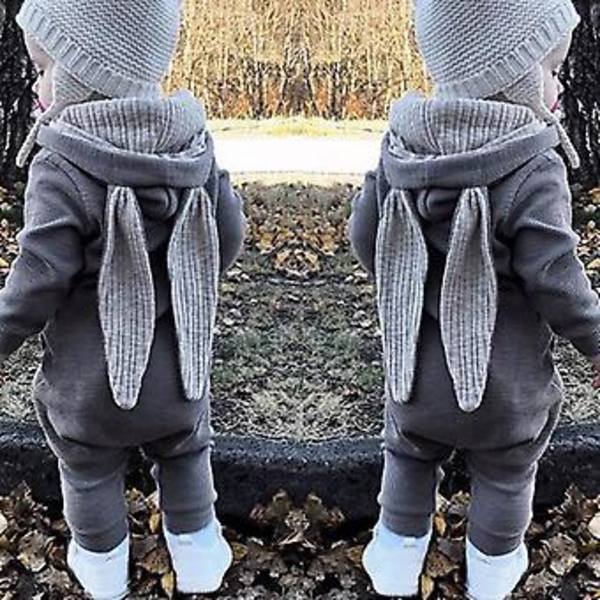 Taaperon vauvan pupu-korvakuosi jumpsuit vetoketjulla talvi Pääsiäinen haalari pyjama yöasu (9-12 kuukautta)