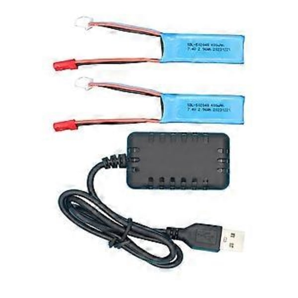 2kpl 7.4V 400mAh Akku USB-kaapelilla K969, K989, 284161, 284131, 284010 RC-auton päivitysosiin