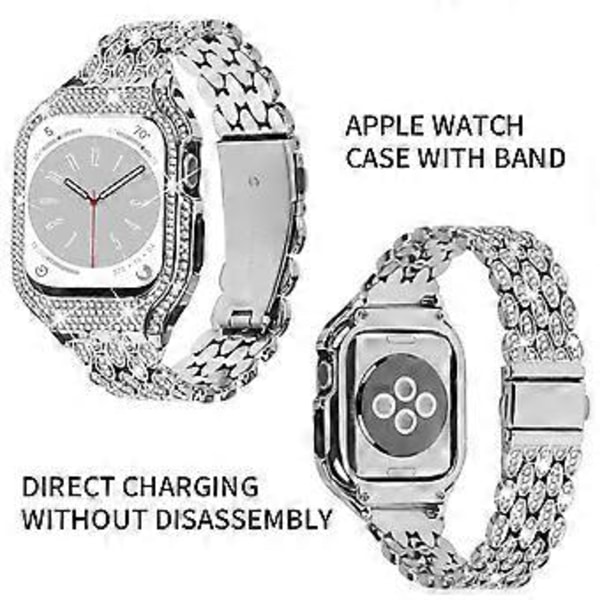 Typ D för Apple Watch Series 6 5 4 SE (2022) SE 40mm Klockarmband Rostfritt Stål Strassdekor (Stil D)