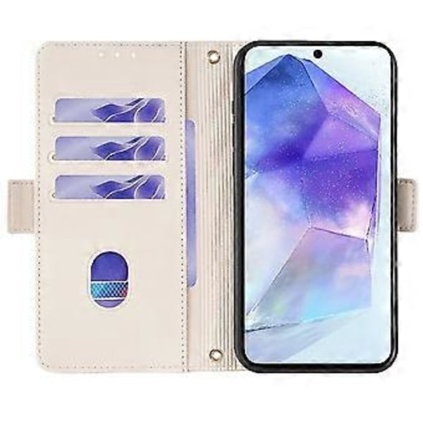 Læder Wallet Case med RFID-blokering og stativfunktion samt håndrem til Samsung Galaxy A36 5G - Hvid (Hvid)