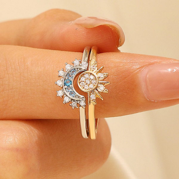 2 Himmelske sol og måne overlay ring sol og måne skinner sammen