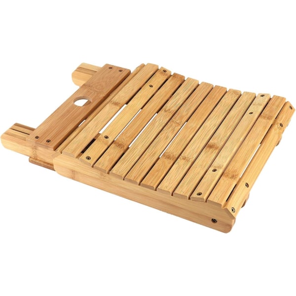 Wooden Folding Stool For Home - Fully Assembled Shower Seat - Bamboo Spa Bath Chair For Bathroom Shaving Shower Footrest