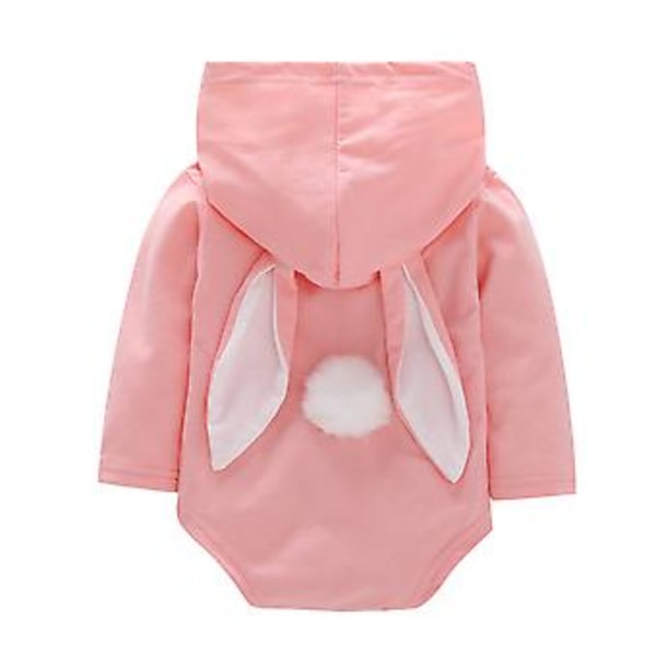 Baby Påskfest Romper Söta Kaninöron Huva En-delad Jumpsuit För Småbarn Spädbarn Flickor Pojkar (6-9M Rosa)