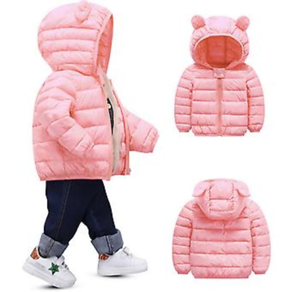 Barn Hoodie Dunjacka för Pojkar och Flickor, Toddler Vinter Zippade Vadderade Jackor Ytterkläder (1-2 År)